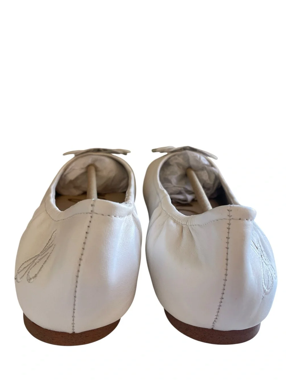 Sam Edelman Felicia Mini White Leather‎ Ballet Flats with Bow Accent NWT